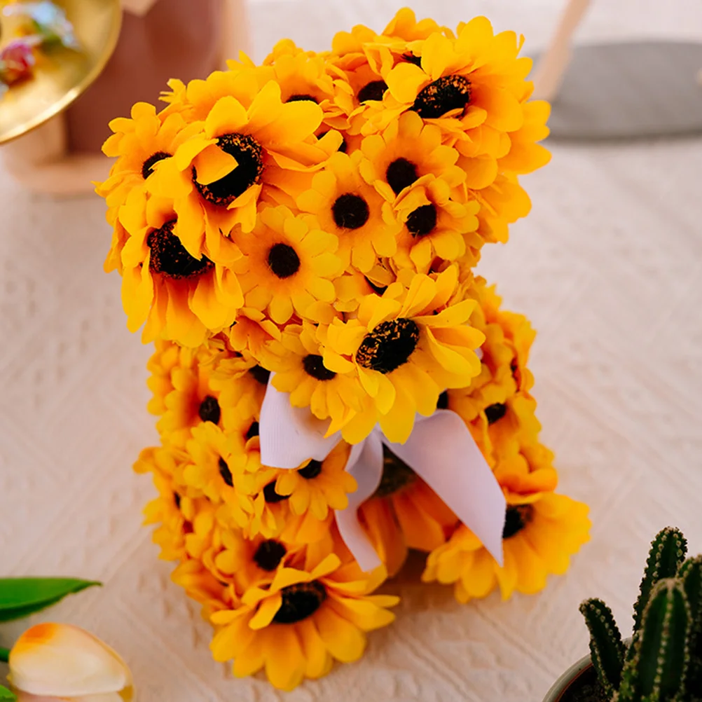 

Sunflower Bear Valentine Home Decor Summer Decor Artificial Desktop Decoration Polyester Kid Room Bear Decor Home Decoration