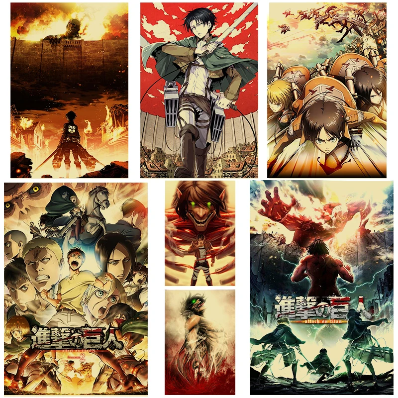 

Classic Japanese Anime Kraft Poster Attack on Titan Premium Quality Printing Home Living Room Wall Decor Art Painting Sticker