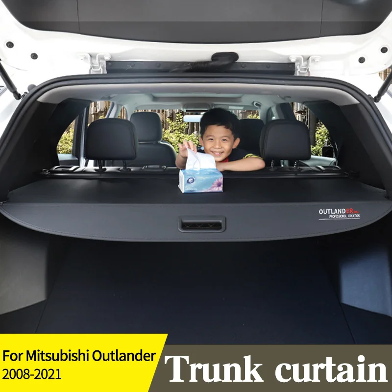 

Trunk Cargo Cover For Mitsubishi Outlander 2008-2021 Canvas PU Anti-peeping Waterproof Adjustable Car Decorative Accessories