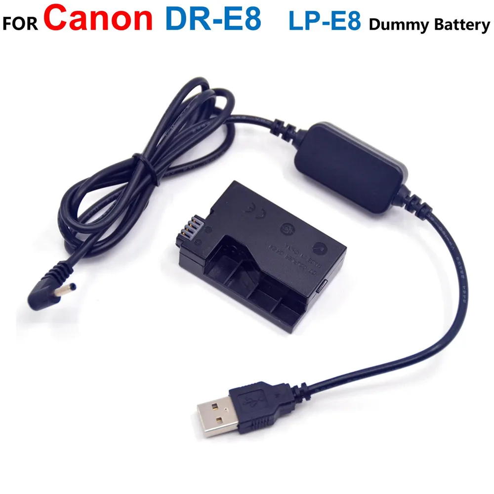 

DR-E8 LP-E8 Dummy Battery+5V USB Power Adapter Cable For Canon EOS Rebel T2i T3i T4i T5i 550D 600D 650D 700D Kiss X4 X5 X Camera