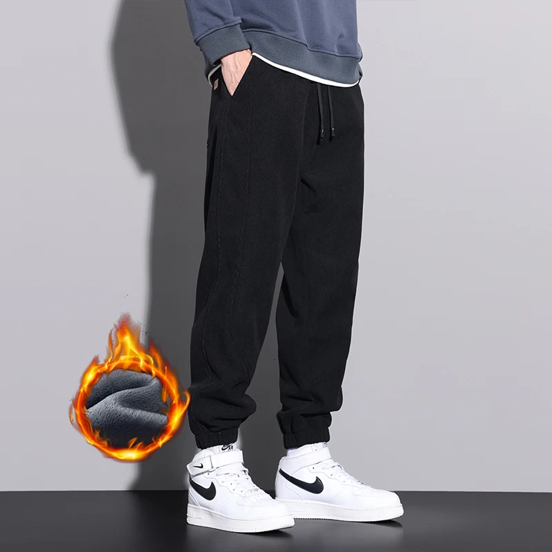 Зимние мужские флисовые спортивные штаны повседневные тонкие утепленные теплые
