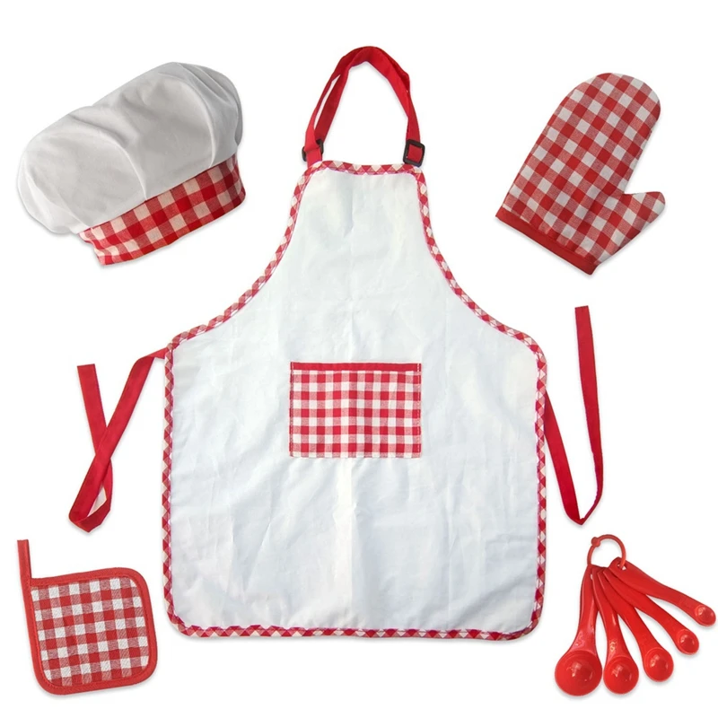 

Детский набор для выпечки, Детский комплект для приготовления пищи, фартук для шеф-повара, перчатки, подставка под горшок, предметы шеф-повара
