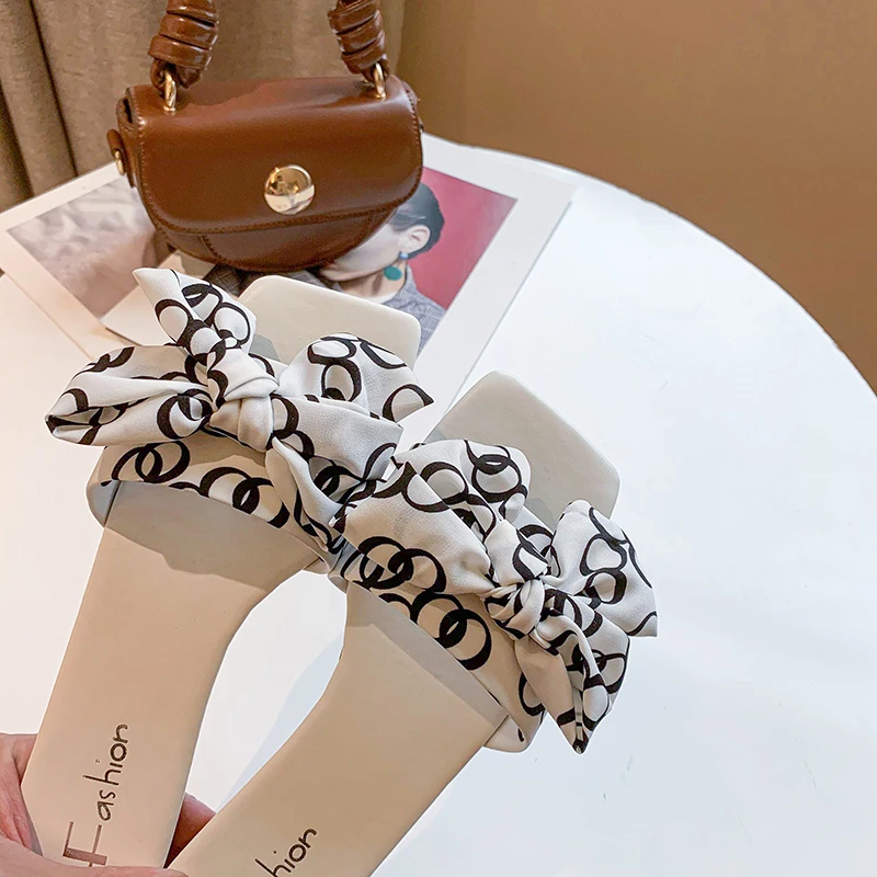 Slippers 2023Summer Fashion Sandals Shoe Women Bow Summer Sandals Slipper Indoor Outdoor Flip-flops Beach Shoes Female Slippers