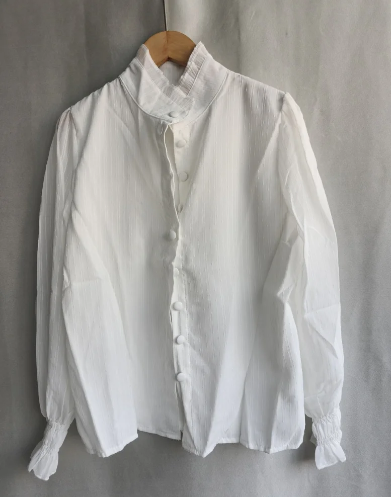 Летняя универсальная блузка женские рубашки с рюшами и пышными рукавами 2024 Blusas