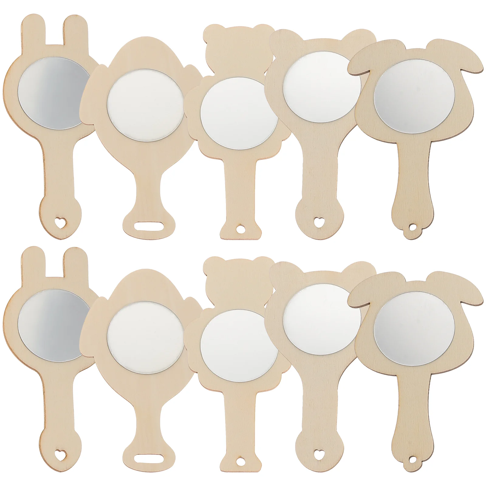 

Mirror Mirrors Wooden Unfinished Wood Crafts Kids Diy Mini Handheld Craf Hand Held Frame Toy Simple Frames Blank Makeup Portable