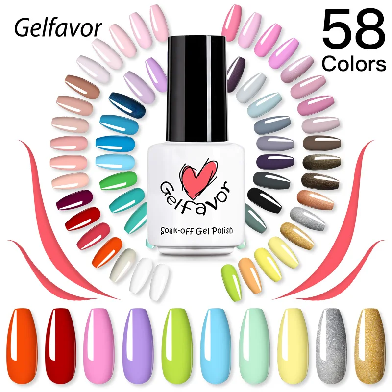 

Gelfavor Nail Polish Art Semi Permanent Painting Hybrid Varnishes Gel Polish Clearance Discount Base Top Coat 7ML Pure Colors