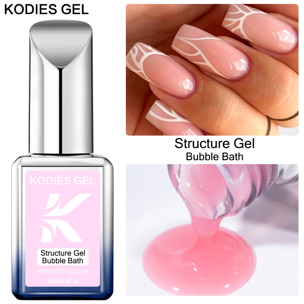KODIES GEL Milky Pink Rubber Base Gel Nail Polish 15ML Bubble Bath French Manicure Camouflage Soak off UV LED Lamp Nails Art