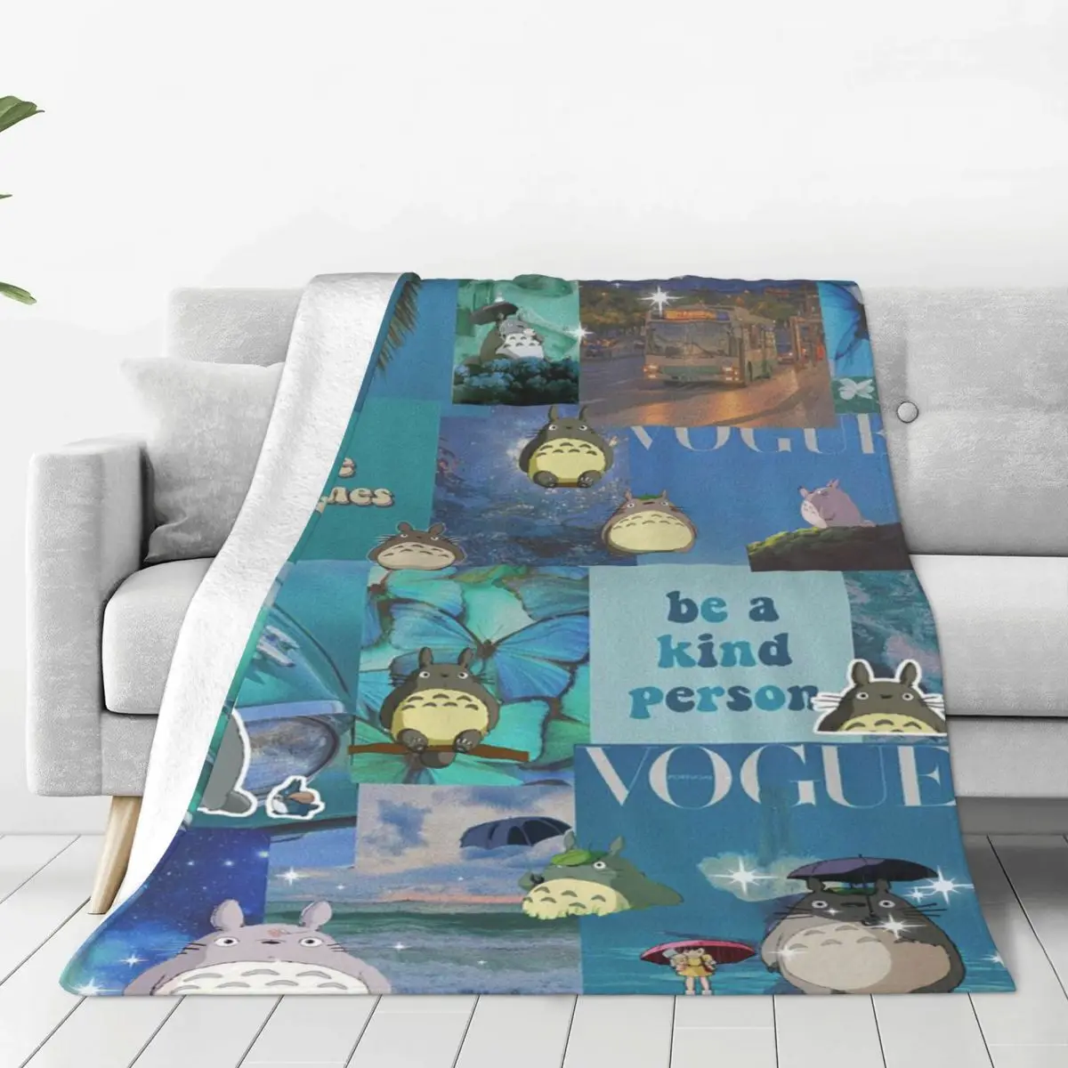 

Totoro Anime Plaid Blanket Velvet Textile Decor Cartoon Collage Multifunction Soft Throw Blankets for Sofa Bedroom Bedspreads