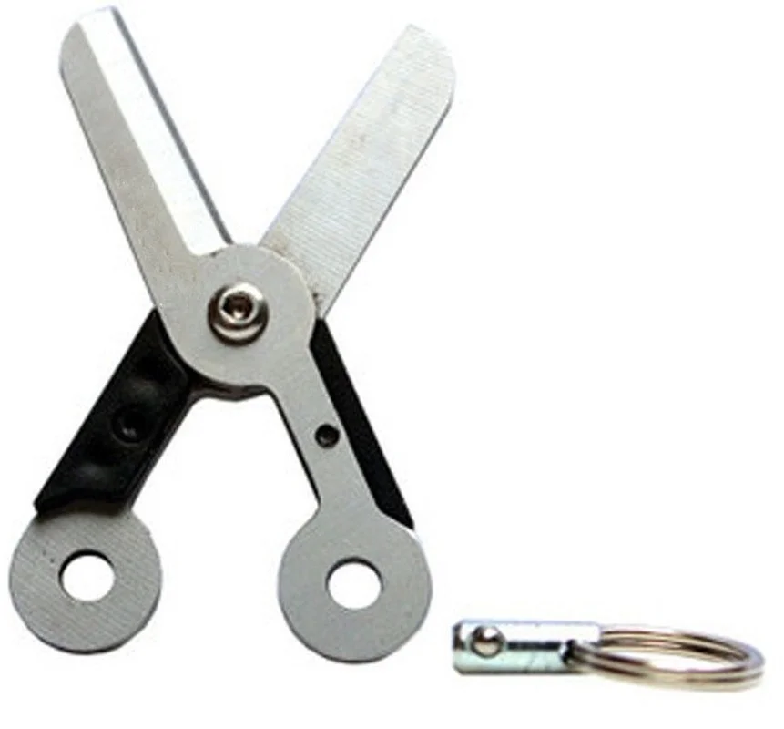 

Mini Survival Spring EDC Scissor Gadget Keychain Cutter Spring Gear Pocket Ring Fold Scissor Cut