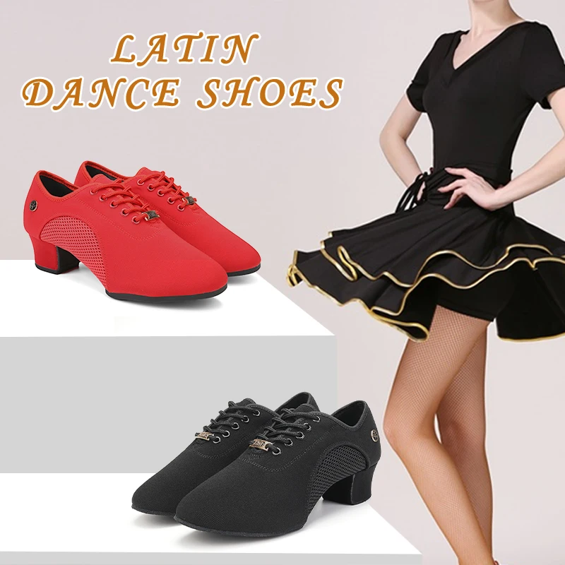 Hipposeus New Men Women Dance Shoes Girls Boys Latin Modern Tango Dance Shoes Ballroom Salsa Party Dancing Shoes 5CM Square Heel