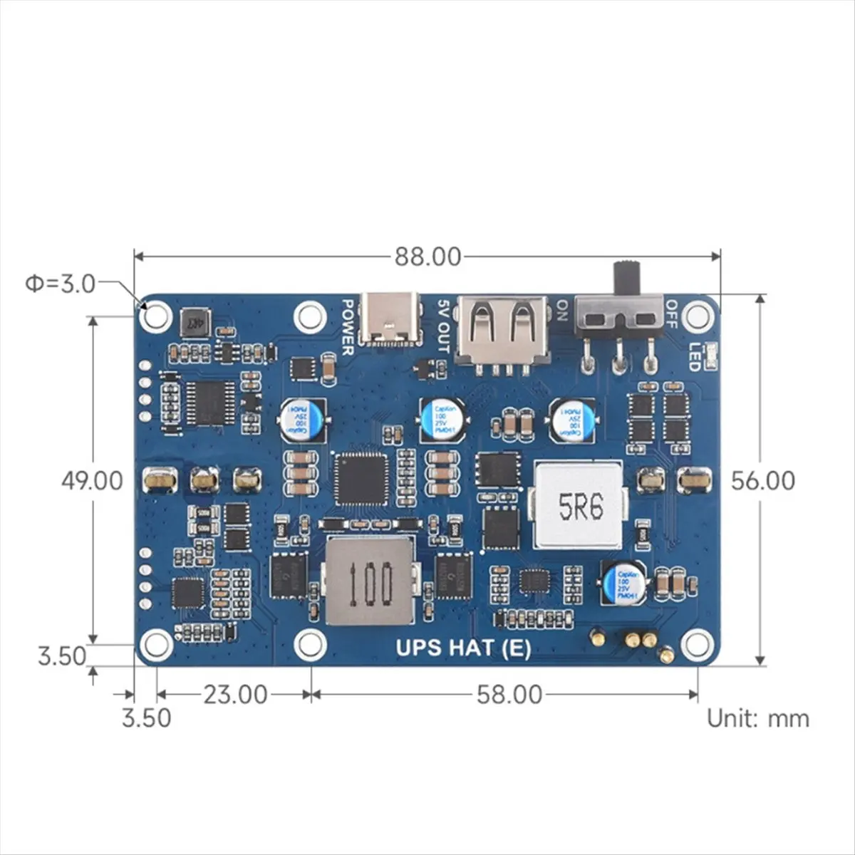 Фото Блок бесперебойного питания (ИБП) goodidea для Raspberry Pi 5, модуль HAT Type-C с быстрой зарядкой для Raspberry Pi 4B/3B+ №1