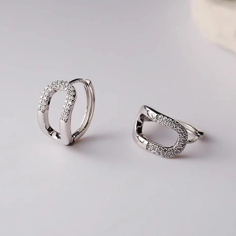 Huitan Женские Модные Серьги-кольца Изогнутые Овальные Циркониевые Серьги