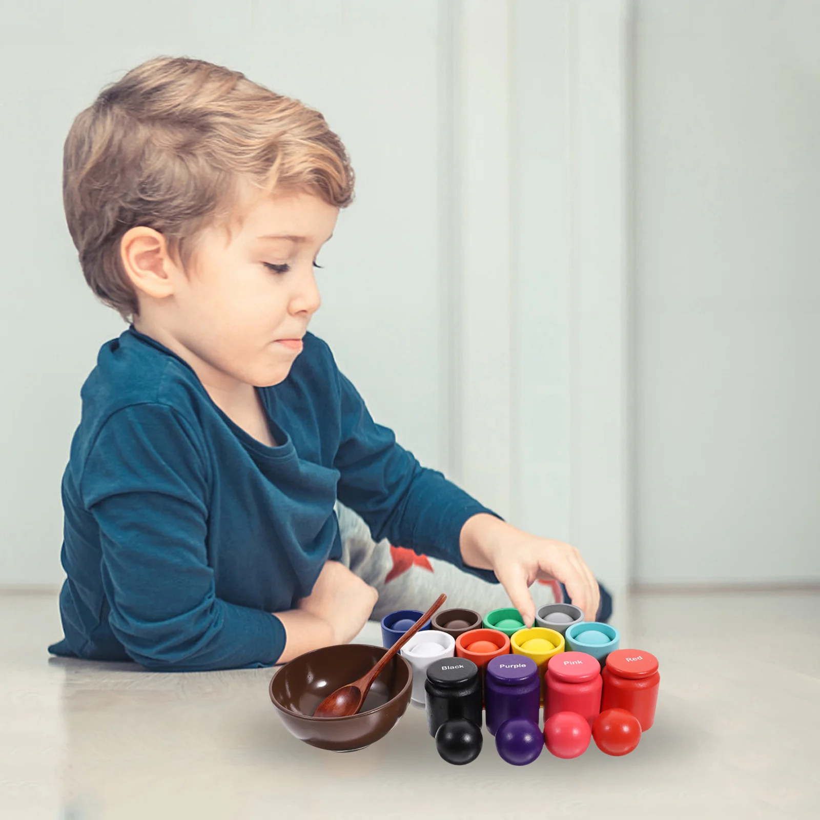 

Cupswooden Sorter Gameandcolor Cupsorting Montessori Kids Kid Matching