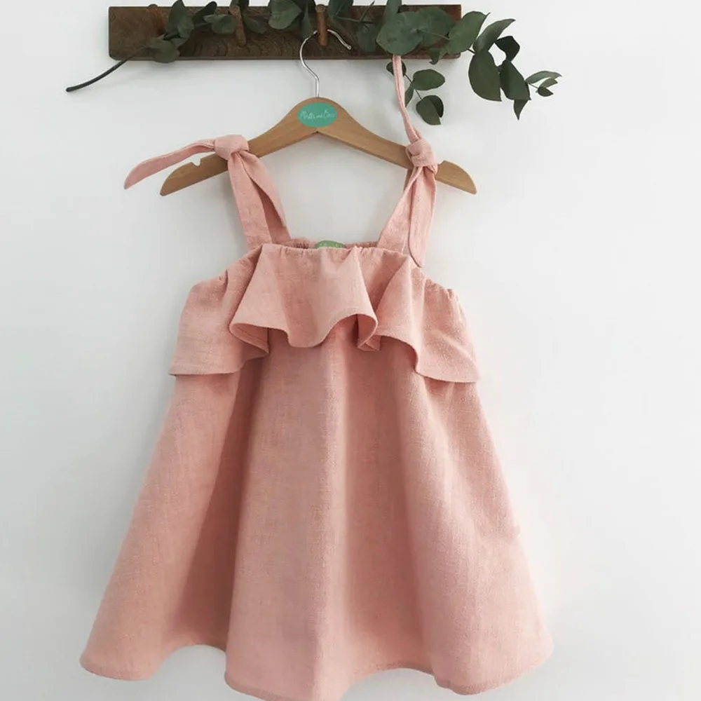 

Милые платья Keelorn для девочек, летнее Новое однотонное платье принцессы на бретельках, детская повседневная одежда, наряды, детская одежда