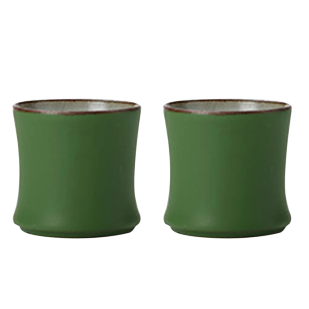 

2 Pcs Chinese Style Ceramic Opening Cups Green Beautiful Kung Fu Tea Cup Set Bamboo Teaware Mugs for Tea Ceremony Teacup