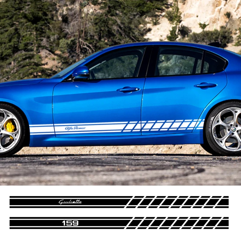 Car Door Side Skirt Stickers for Alfa Romeo 159 147 Giulietta Stelvio 4C MITO 156 Giulia Sportiva Decals Universal Accessories |