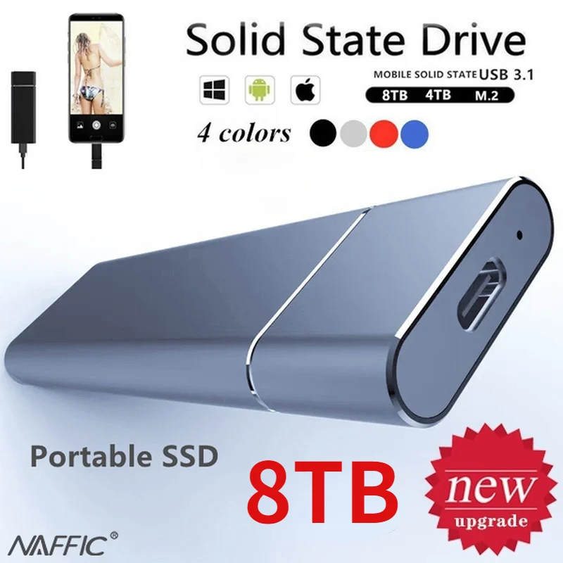 

100% Real Capatity Mini 8TB 4TB 2TB SSD High Speed Hard Disk External M.2 Solid State Disk Mass Storage USB 3.1 Type-C Interface