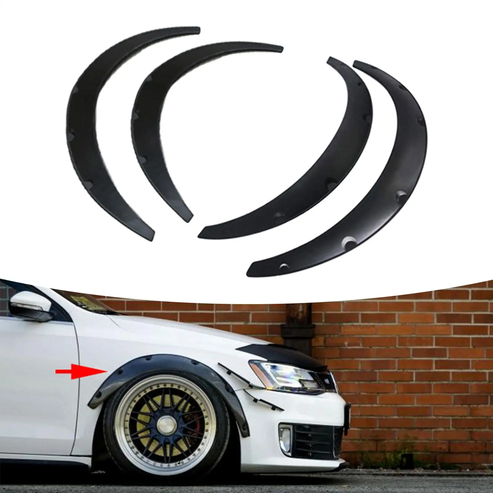 

4Pcs Car Wheel Eyebrow Arches Lips Fender Universal for Easy to Install