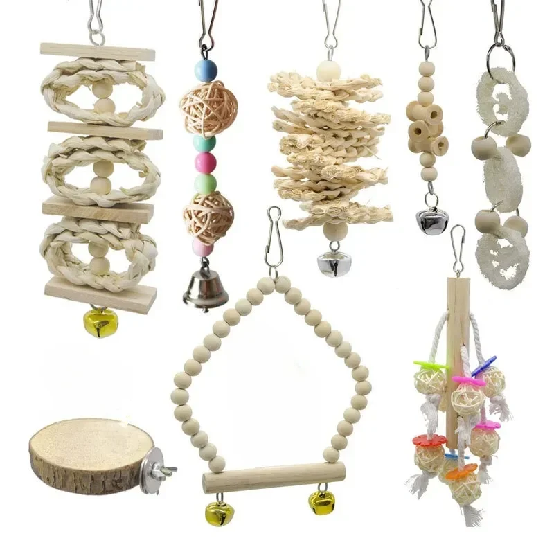 

Pet Training Parrot Parrot New Hanging Chewing Swing Hammock Small With Toys Cage Perch Bell Bird Toys Toys Ladd Set Combination