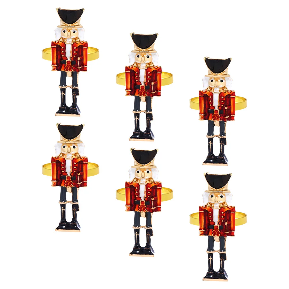 

Metal Nutcracker Napkin Rings Soldier Table Holder Rings for Christmas Holiday New Year Wedding Party Table Decoration