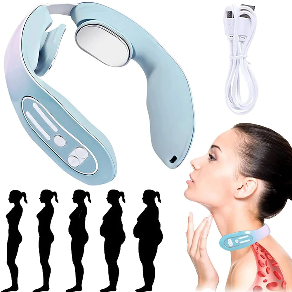 

EMS Neck Massager Cervical Massager TENS Electric Pulse Neck Massage Neck Pain Relief Heating Therapy Lymphatic Massager Relax