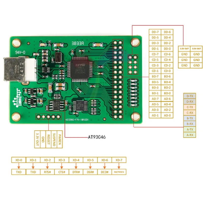 

Nvarcher FT4232HL Development Board FT4232 USB To Serial Port JTAG SPI I2C OpenOCD
