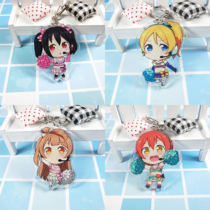 

Суперзвезда аниме LoveLive! Брелок для ключей Honoka kotory Umi Nico Kawaii Girl School Idol, брелок для ключей из прозрачного акрила