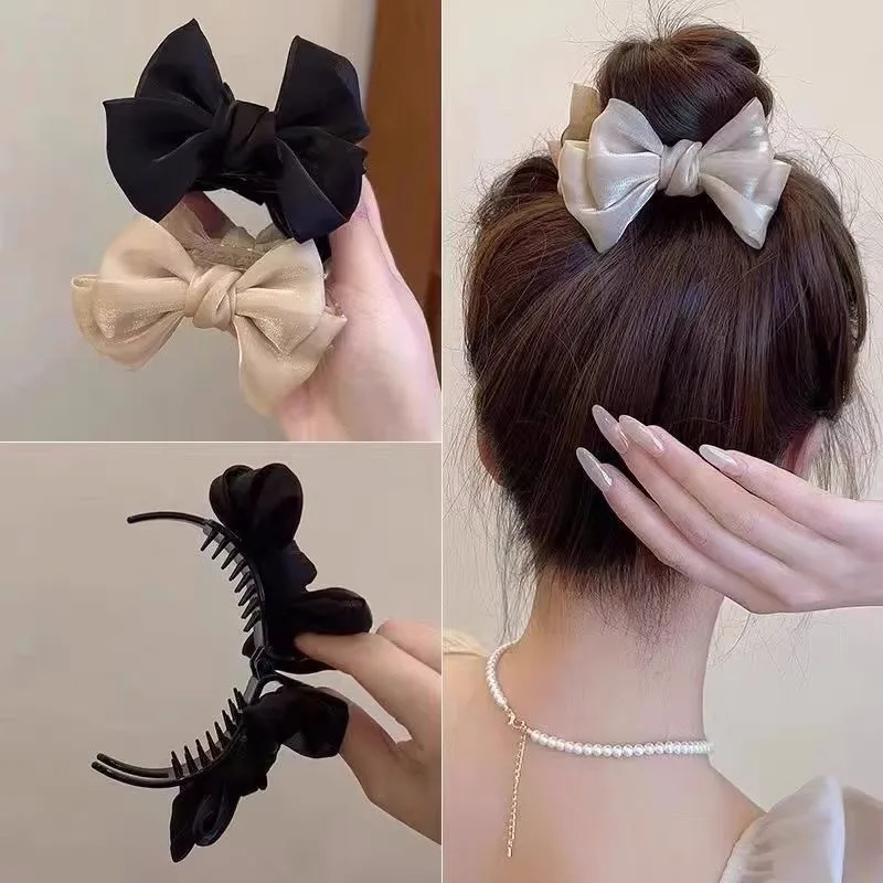

Fashion Bow Ponytail Grab Clip Female Sweet Hair Claw Shark Crab Clip Elegant Girls Hair Card Hair Ornaments Headdress