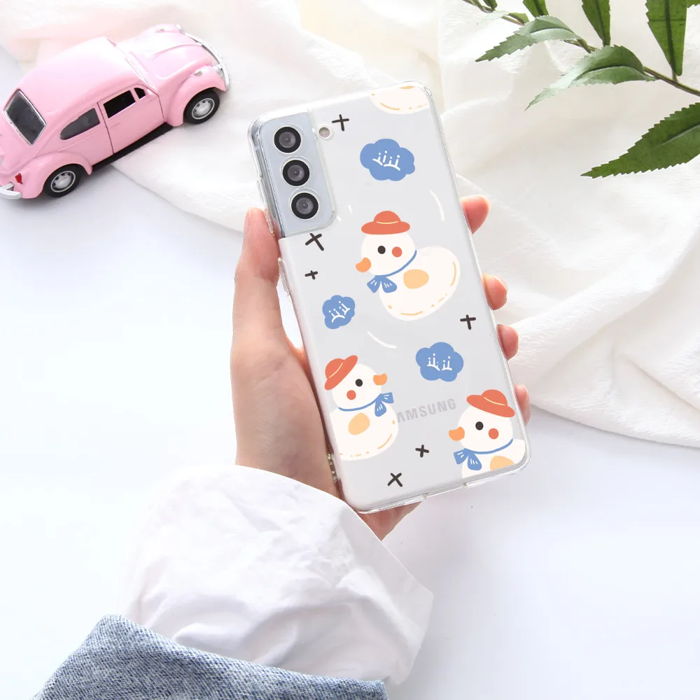 

Cute Anime Clear Soft Original Phone Case For Samsung Galaxy S20 S21 S22 Plus Transparent Phone Protection Housing Back Cover