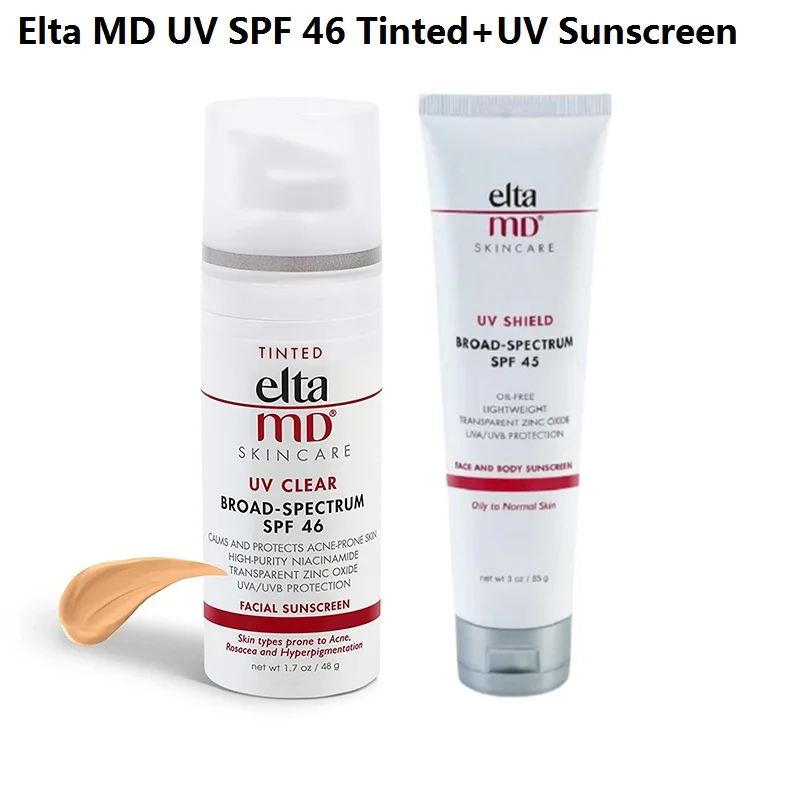 

Elta MD UV SPF 46 Tinted Sunscreen + SPF45 UV SHIELD BROAD Makeup Isolation Face Sunscreen for Sensitive Skin 1.7 oz