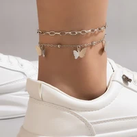bohemia gold color snake ankle bracelet set for women butterfly key lock charm anklet chain on leg boho jewelry gift