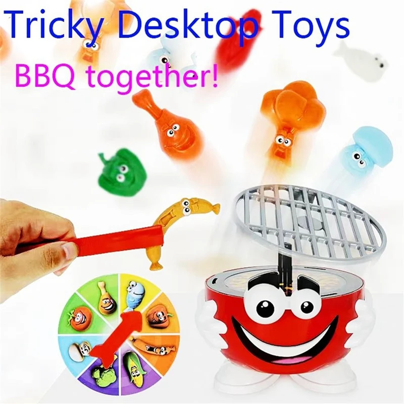 Barbeque Party Action And Reflex Game Set Kids BBQ Games Tricky Desktop Toys Grill Food Sale Pretend Play House Fun Toy