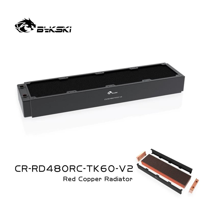 BYKSKI 480mm Copper Radiator for PC Cooling 60mm Thickness for 12cm Fan Water Cooler High Performance Cooler Radiator 120mm Fan