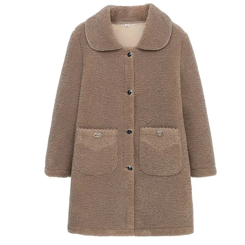 Mother's winter clothes, velvet thickened cotton clothes velvet coat, windbreaker, medium length coat, women's autumn