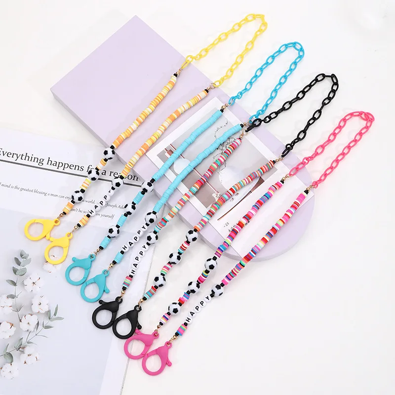 

2022 Fashion Kids Mask Chain Anti-Lost Creative Sunglasses Lanyard Football Letters Charm Glasses Strap Neck Cord Hang On Neck