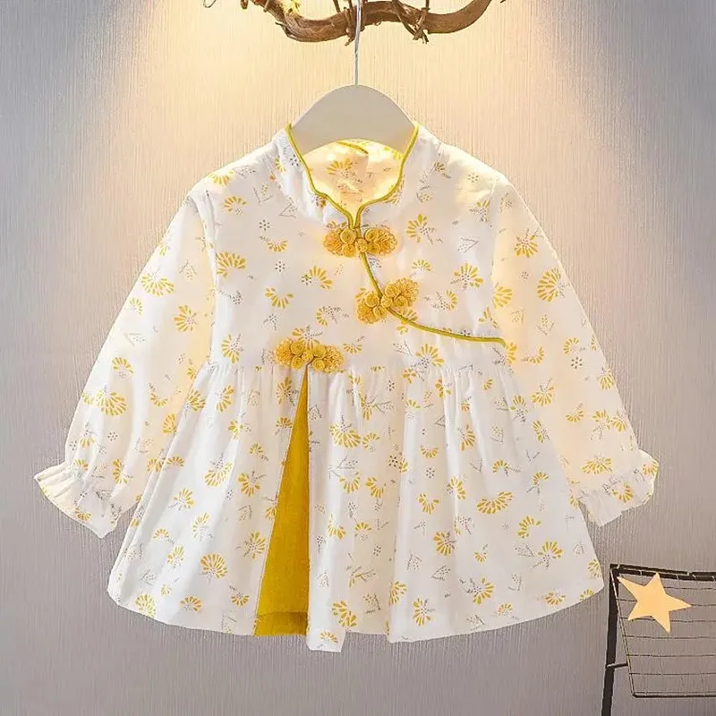 

Hanfu Baby Girls Princess Dress Children's Long Sleeve Dress New Spring and Autumn Dress Infant Cheongsam