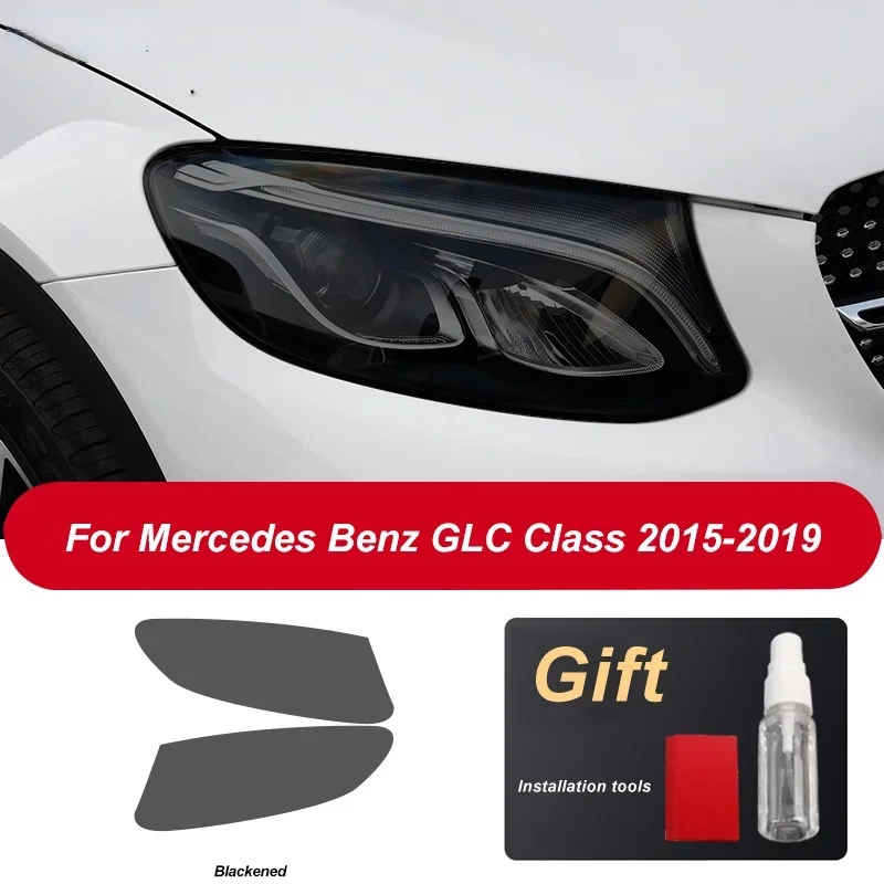 

2-pcs car headlights protective film transparent black TPU sticker for Mercedes-Benz GLC class X253 C253 AMG 2015-On accessories