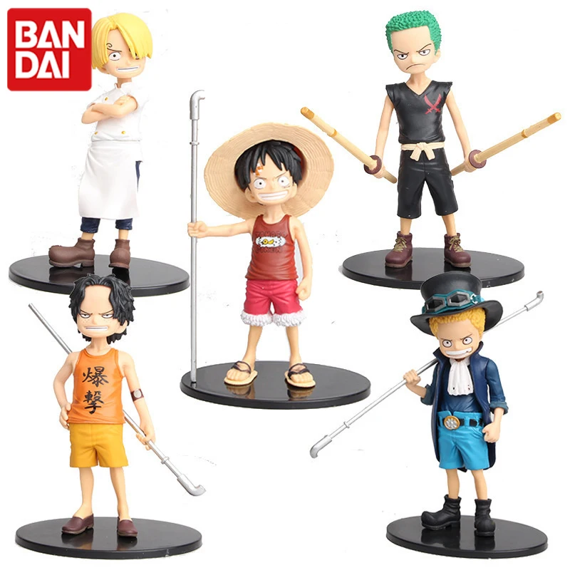 

One Piece Luffy Portgas D Ace Sanji Roronoa Zoro Sabo, экшн-фигурки, серия детства, 5 шт., модели, Коллекционирование, подарок