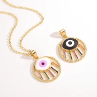 european and american high end womens jewelry color zircon pendant evil eye personality necklace ins temperament charm gift