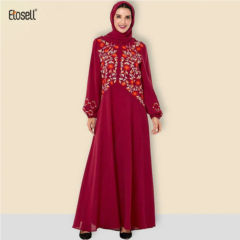 

ETOSELL Muslim Women Clothing Fashion Arab Abaya Femme Musulman Large Size Embroidery Muslim Autumn Large Dress