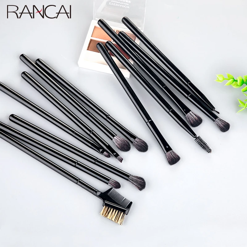 

RANCAI 12pcs Eyeliner Brush Soft Hair Cosmetic Tools Eyeshadow Makeup Brushes Set Foundation Powder Blush Eyeshadow Sponge Brush