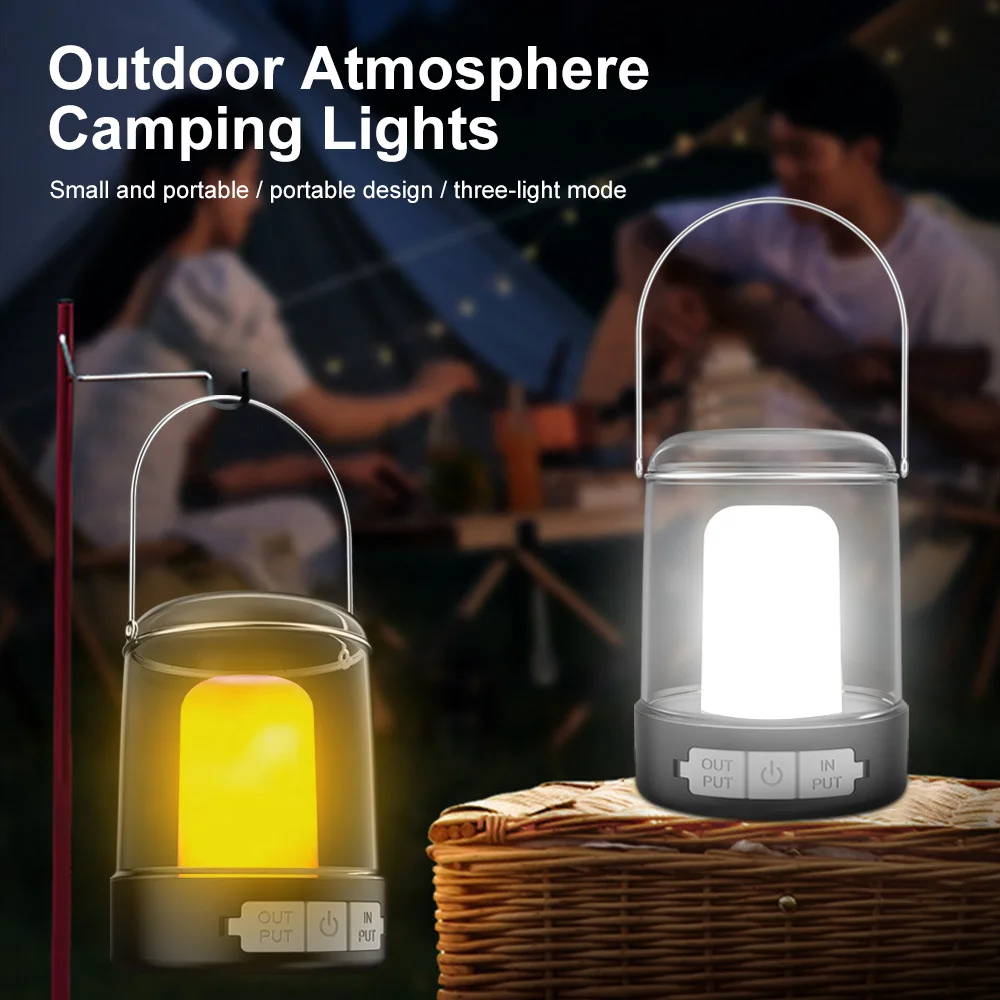 

Multifunction LED Camping Light Outdoor Tent Hanging Lantern Lamp Simulation Flame Waterproof Dustproof Portable Emergency Lamp