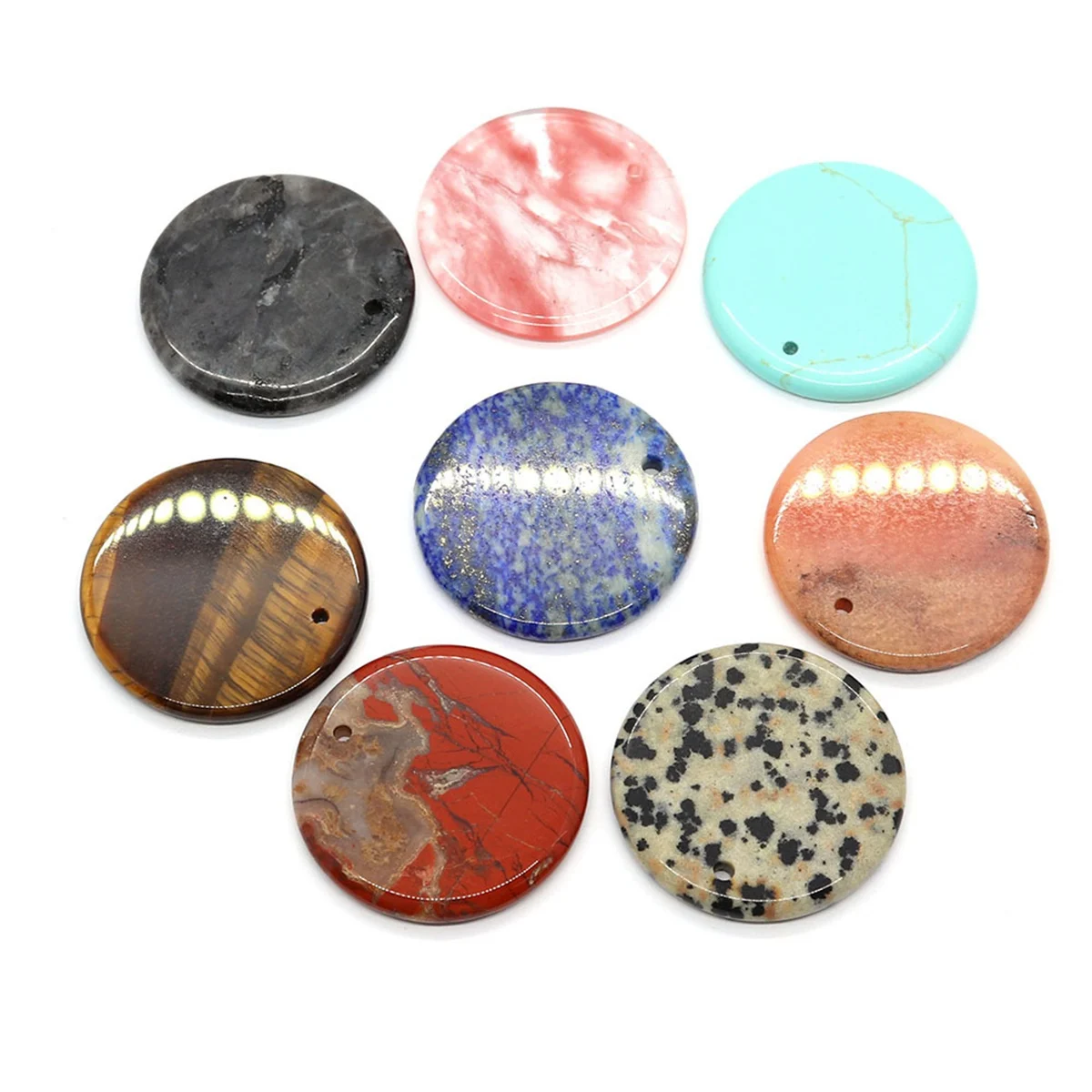 

Round Gemstone Pendant for DIY Making Jewelry Necklacer Earrings Disc Crystal