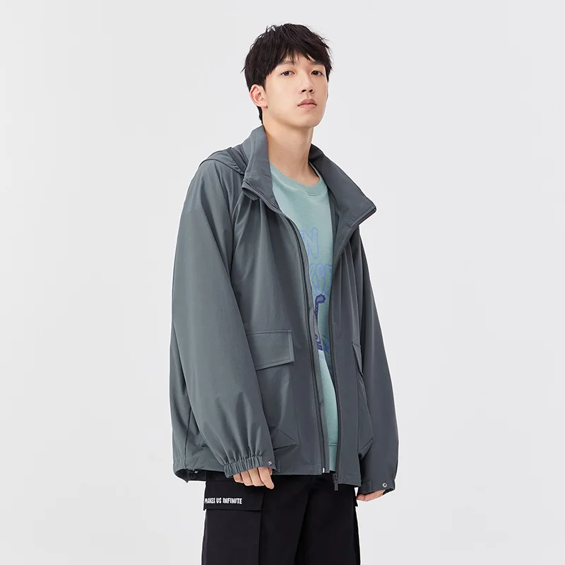 

Semir Jacket Men Three-Proof Four-Way Bomb 2021 Autumn New Oversize Tide Brand Retro Style Stand Collar Jacket