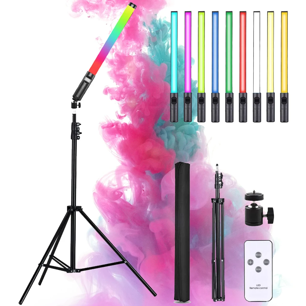 

RGB Light Stick Wand With Tripod Stand Party Colorful LED Lamp Fill Light Handheld Flash Speedlight Photography Lighting Video
