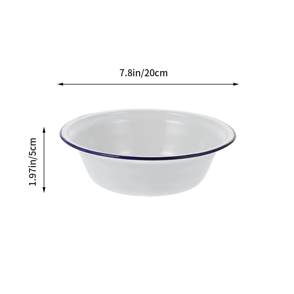 

Bowl Enamel Bowls Enamelware Basin Vintage Serving Soup Mixing Bow Salad Printing Tableware Round Tray Ceramic Cereal Fruit