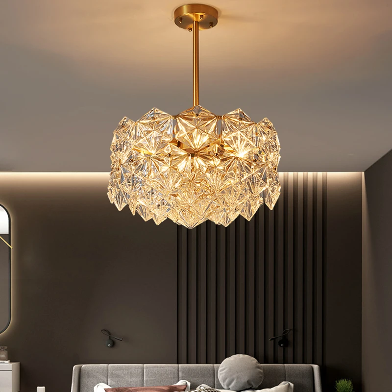 Современная медная хрустальная люстра с гравировкой роскошный художественный