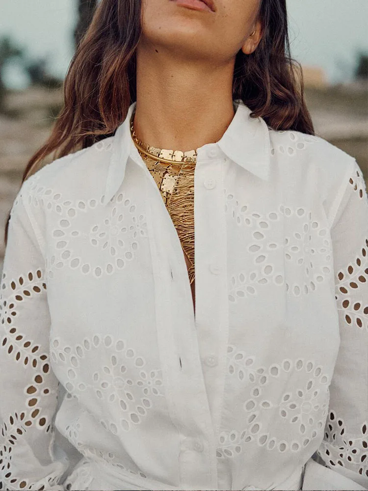 

Новое Женское платье с длинным рукавом, модная трендовая рубашка с вышивкой, длинное платье 3289.78.30723