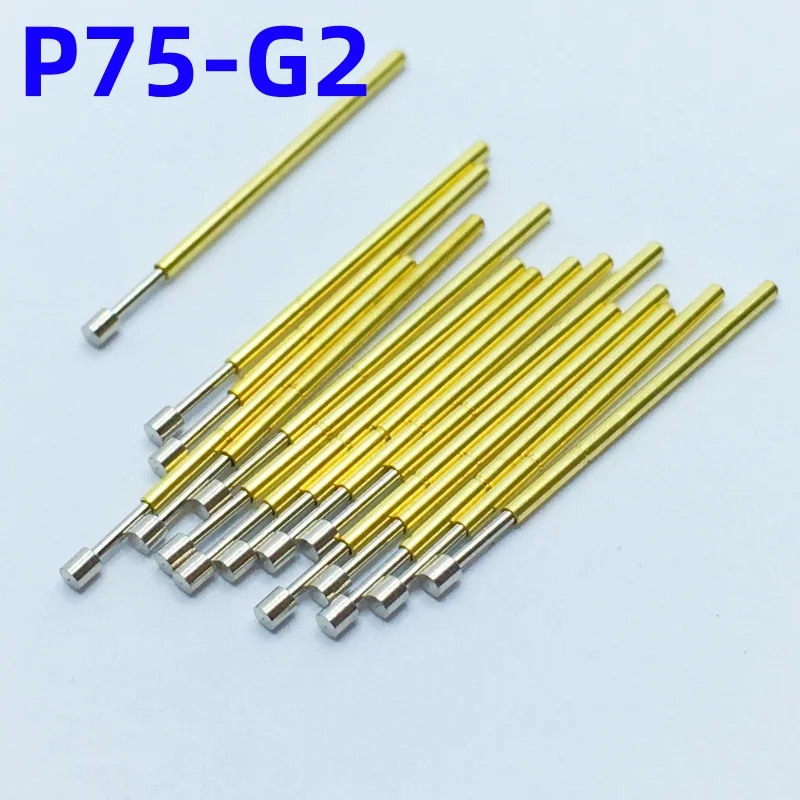 100 шт. P75-G2 Пружинный испытательный щуп Pogo Pin Пружинный испытательный штифт Длина 17 мм Диаметр иглы 1,02 мм Головка тестового щупа Диаметр 1,30 мм P75-G Плоский наконечник