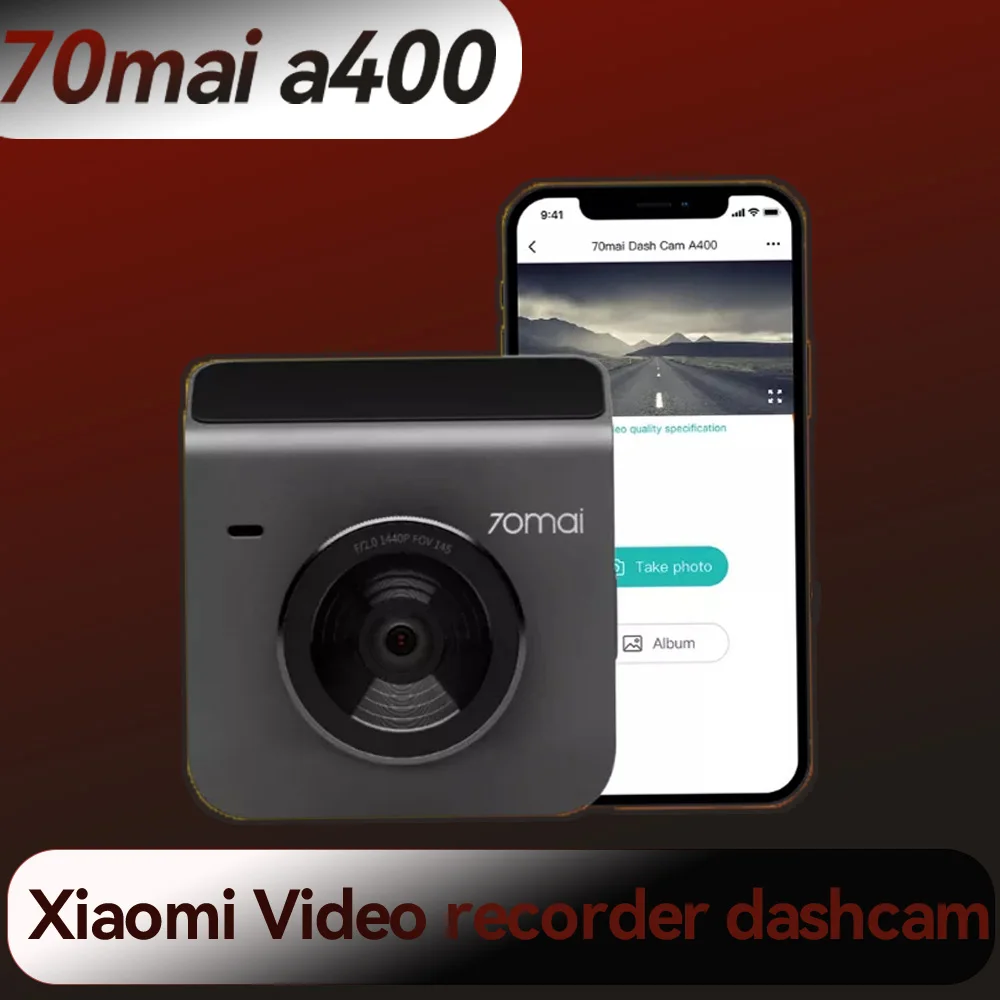 

70mai Car DVR Dash Camera 1440P HD Resolution GPS WIFI APP A400 Dual Channel Front and Back Sight Cam APP Control 145° FOV 24H
